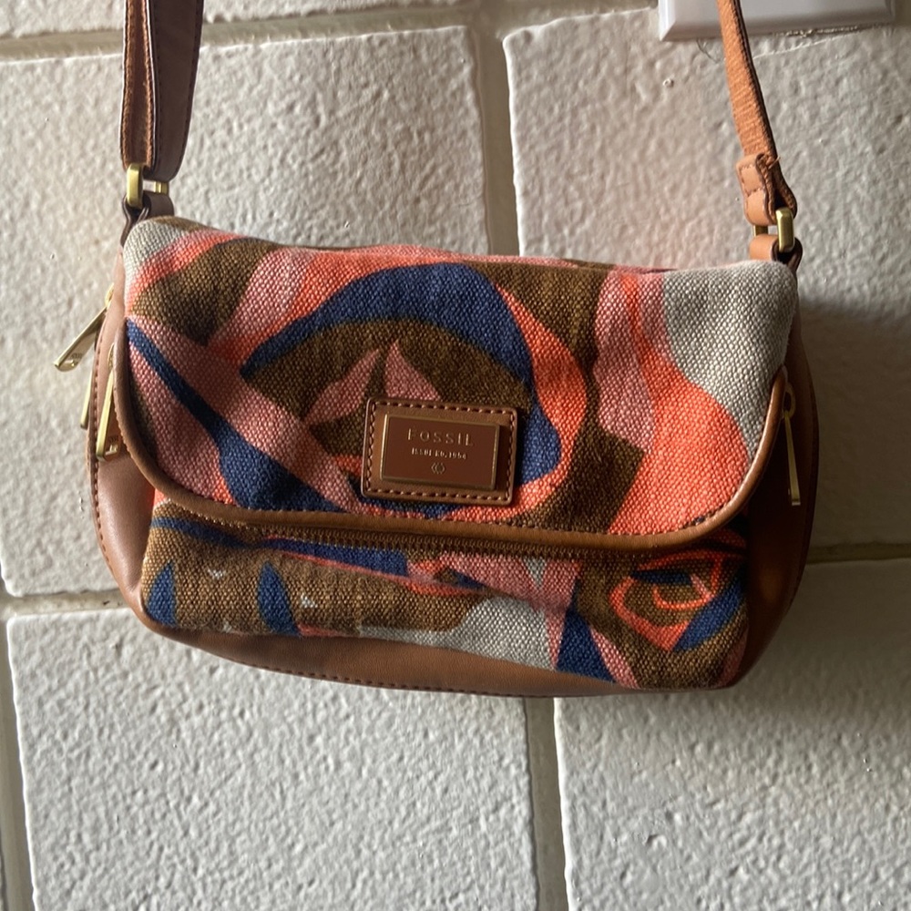 Fossil Floral Flap Leather Crossbody Bag